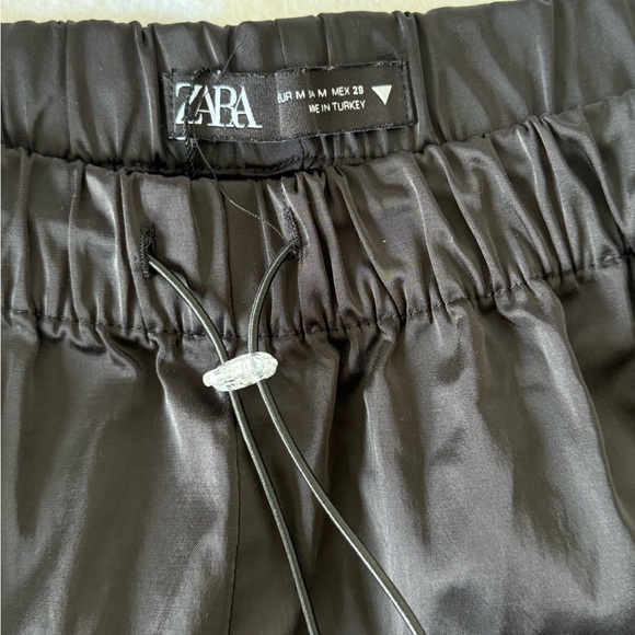 Zara Black Satin Effect Parachute Drawstring Pants - Picture 11 of 15